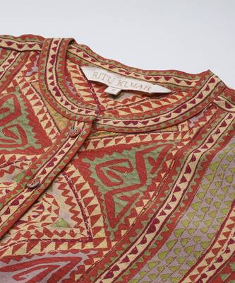 Rust sona shirt with pant co-ord set by ritu kumar 3