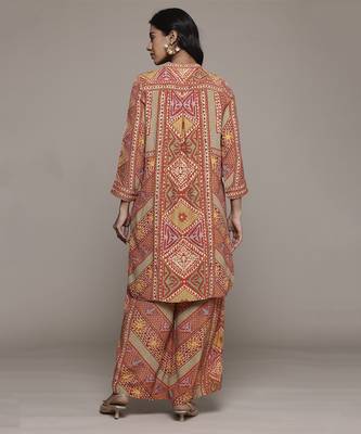 Rust sona shirt with pant co-ord set by ritu kumar 5