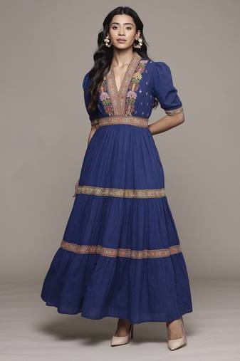 Blue suta long dress by ritu kumar