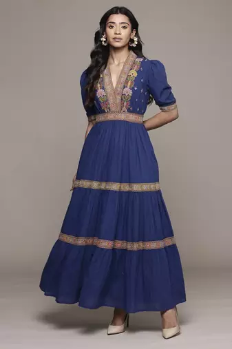 Blue suta long dress by ritu kumar