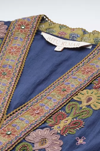 Blue suta long dress by ritu kumar