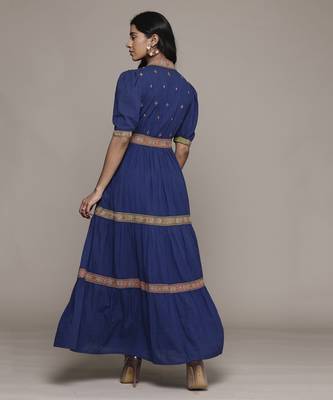Blue suta long dress by ritu kumar 5