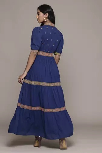 Blue suta long dress by ritu kumar