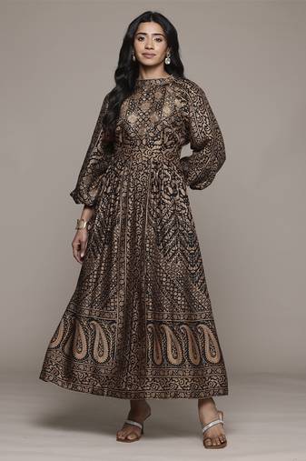 Black beige flowret dresses by ritu kumar