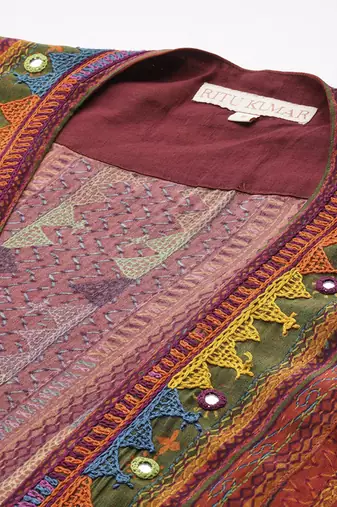 Brick multi kantara cape set by ritu kumar