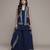 Blue beige brocade jamawar cape with inner and palazzo set by ritu kumar