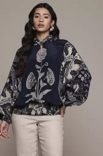 Black poppy pushpanjali kurti by ritu kumar