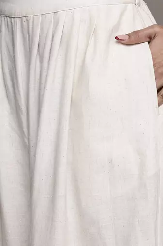 Off white essential-pari shirt with pant co-ord set by ritu kumar