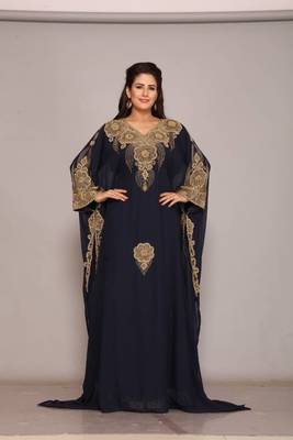black  kaftan women dress long gown farasha morocco wear 1
