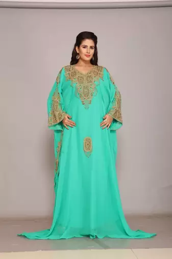 light-green  kaftan women dress long gown farasha morocco wear