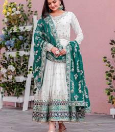 White Colour Faux Georgette Embroidery Work Fully Anarkali Suit