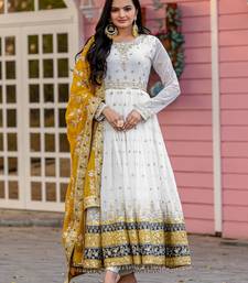 Yellow Colour Faux Georgette Embroidery Work Fully Anarkali Suit