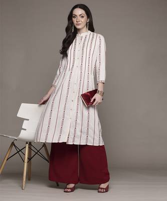 Off white a-line kurta By Ritu Kumar 1