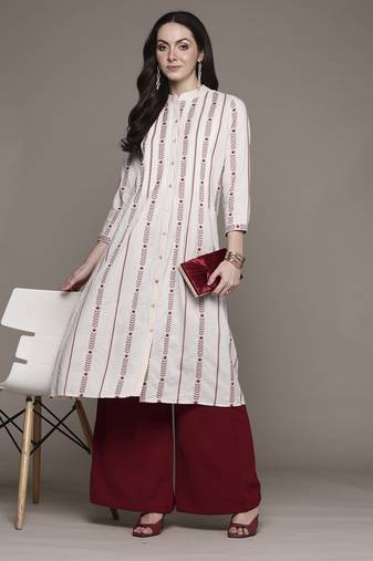 Off white a-line kurta By Ritu Kumar