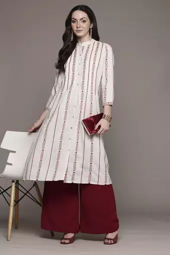 Off white a-line kurta By Ritu Kumar