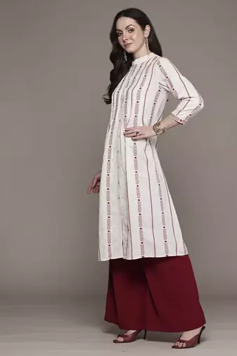 Off white a-line kurta By Ritu Kumar