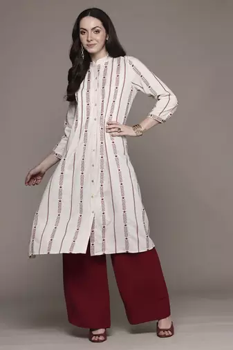 Off white a-line kurta By Ritu Kumar