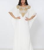 cream  kaftan women dress long gown farasha morocco wear