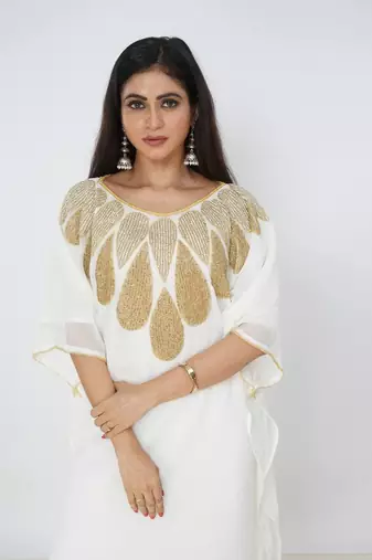 cream  kaftan women dress long gown farasha morocco wear