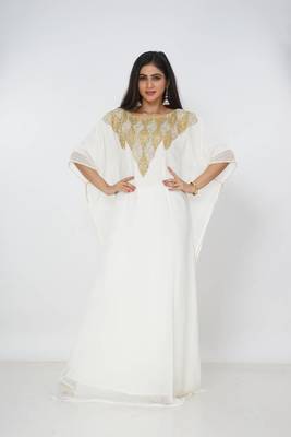 cream  kaftan women dress long gown farasha morocco wear 2