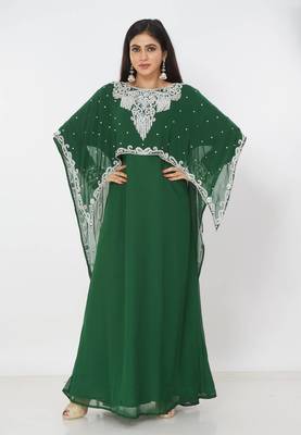 green  kaftan women dress long gown farasha morocco wear 1