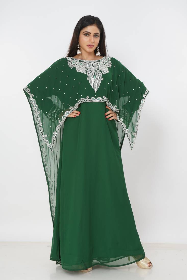 green  kaftan women dress long gown farasha morocco wear