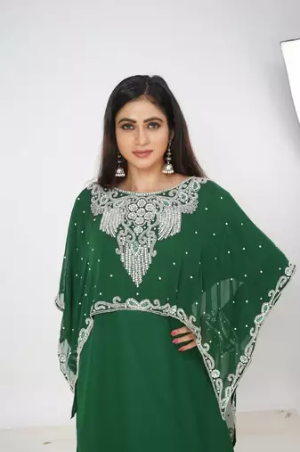 green  kaftan women dress long gown farasha morocco wear