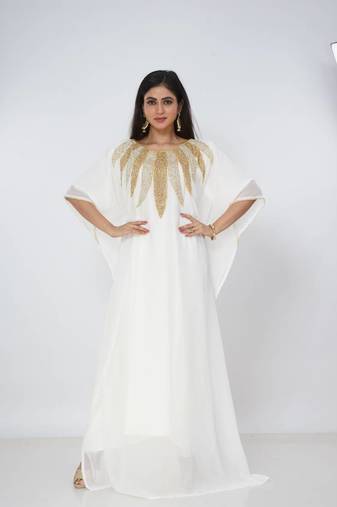 cream  kaftan women dress long gown farasha morocco wear