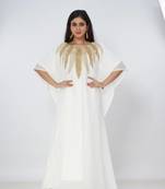 cream  kaftan women dress long gown farasha morocco wear
