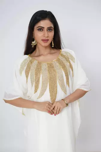 cream  kaftan women dress long gown farasha morocco wear