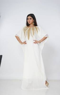 cream  kaftan women dress long gown farasha morocco wear 3