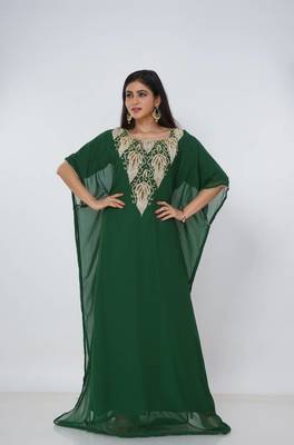 green  kaftan women dress long gown farasha morocco wear 1