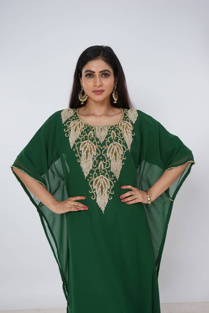 green  kaftan women dress long gown farasha morocco wear