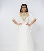 cream  kaftan women dress long gown farasha morocco wear