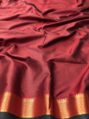 Dark green woven silk blend banarasi paithani saree with blouse 3