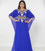 blue  kaftan women dress long gown farasha morocco wear