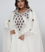 cream  kaftan women dress long gown farasha morocco wear