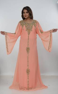 peach  kaftan women dress long gown farasha morocco wear 2