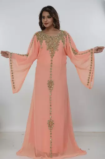 peach  kaftan women dress long gown farasha morocco wear
