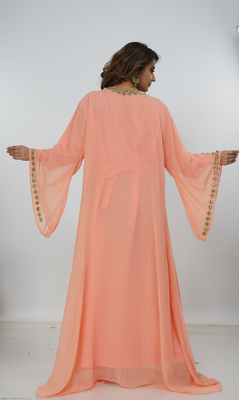 peach  kaftan women dress long gown farasha morocco wear 3
