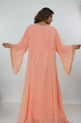 peach  kaftan women dress long gown farasha morocco wear