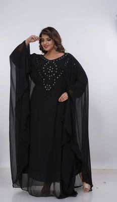 black  kaftan women dress long gown farasha morocco wear 1