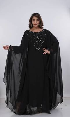 black  kaftan women dress long gown farasha morocco wear 2