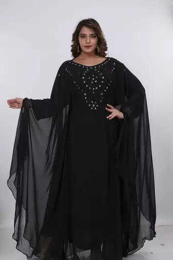 black  kaftan women dress long gown farasha morocco wear