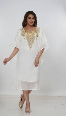 cream  kaftan women dress long gown farasha morocco wear 2