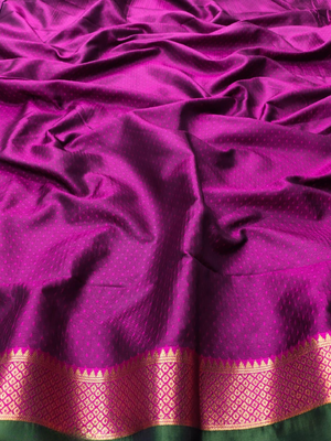 Olive woven silk blend banarasi paithani saree with blouse 3