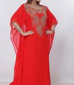 red  kaftan women dress long gown farasha morocco wear