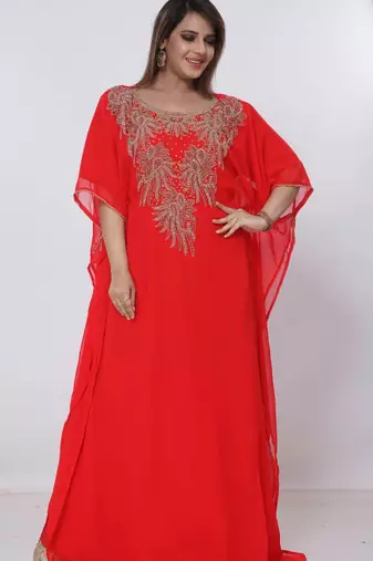 red  kaftan women dress long gown farasha morocco wear