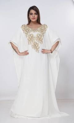 cream  kaftan women dress long gown farasha morocco wear 3