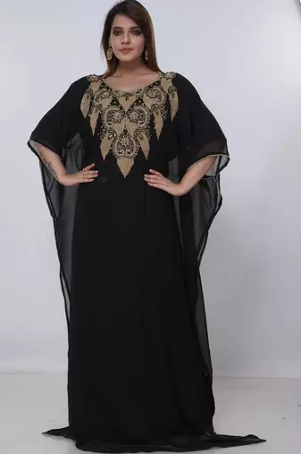 black  kaftan women dress long gown farasha morocco wear